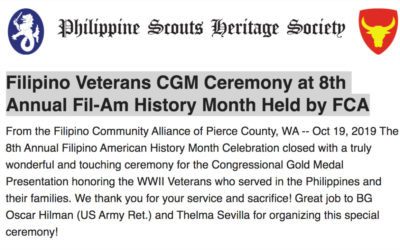 Filipino Veterans CGM Ceremony at 8th Annual Fil-Am History Month Held by FCA